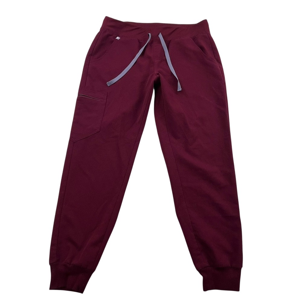 FIGS Zamora Jogger Scrub Pants Burgundy Maroon Medium Petite W18SW2005P